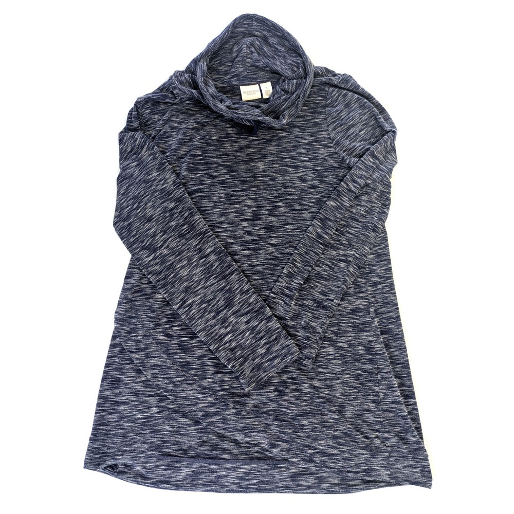 Weekends by Chicos Womens Navy Blue Space Dye Cowl Neck Tunic Top Size 1 M